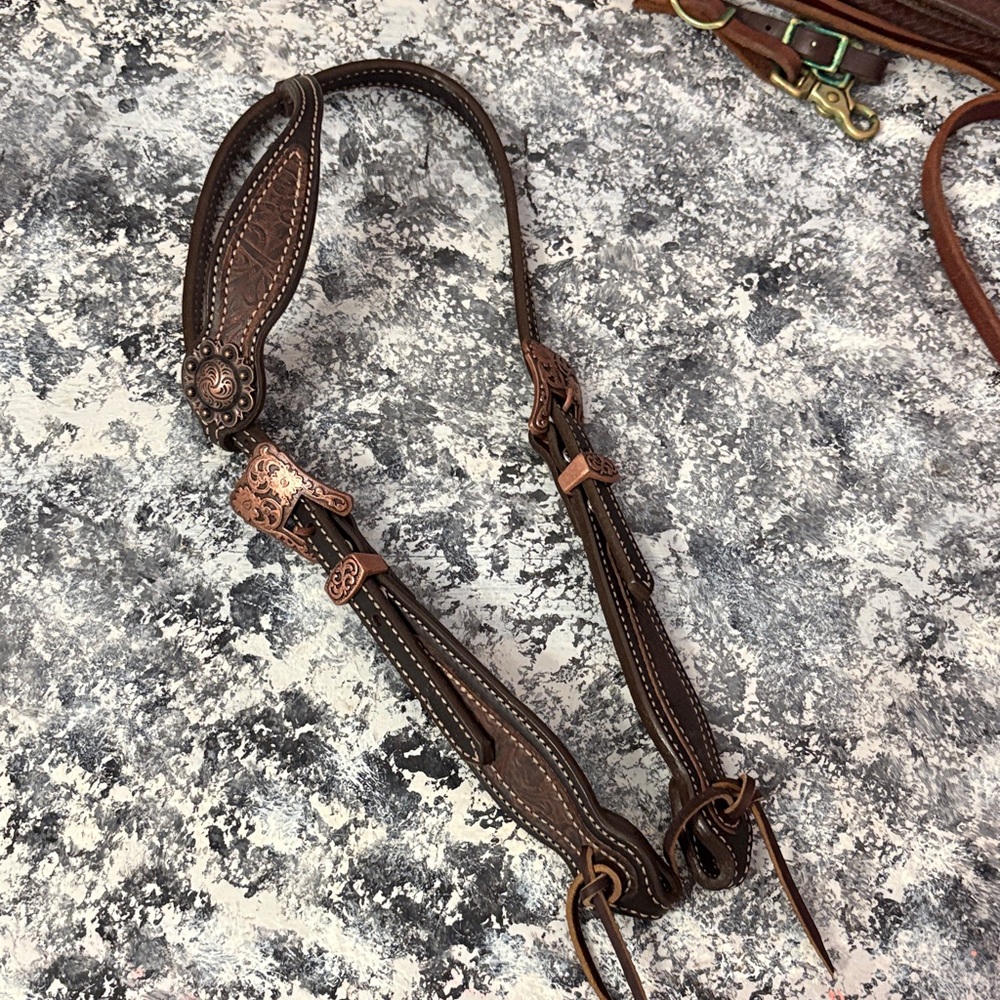 Brown Leather one ear Headstall- Weaver